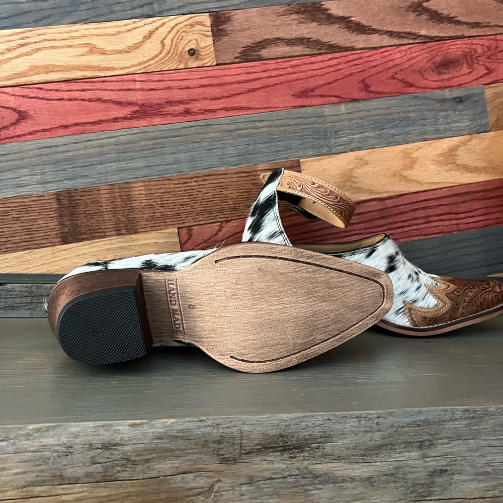 Hand-Tooled Leather strap Genuine Hide-On Women Bootie Boot Boho Western Shoe - Picture 13 of 13